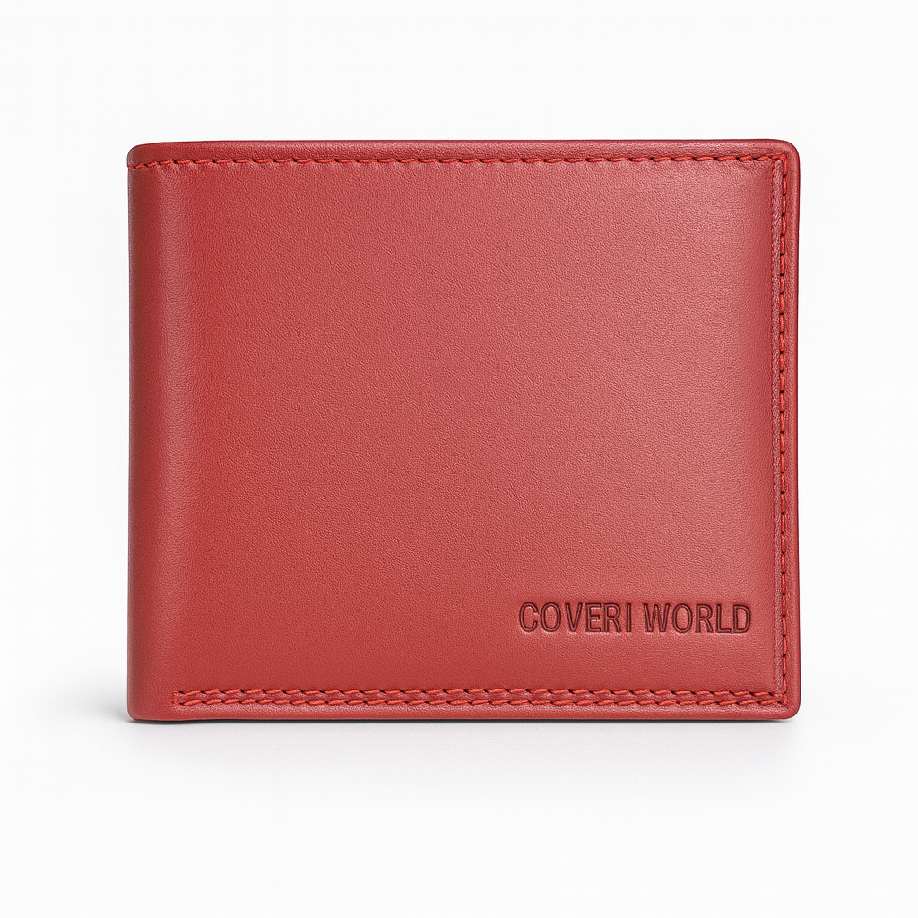 ארנק עור לגבר COVERI WORLD בצבע אדום יוקרתי